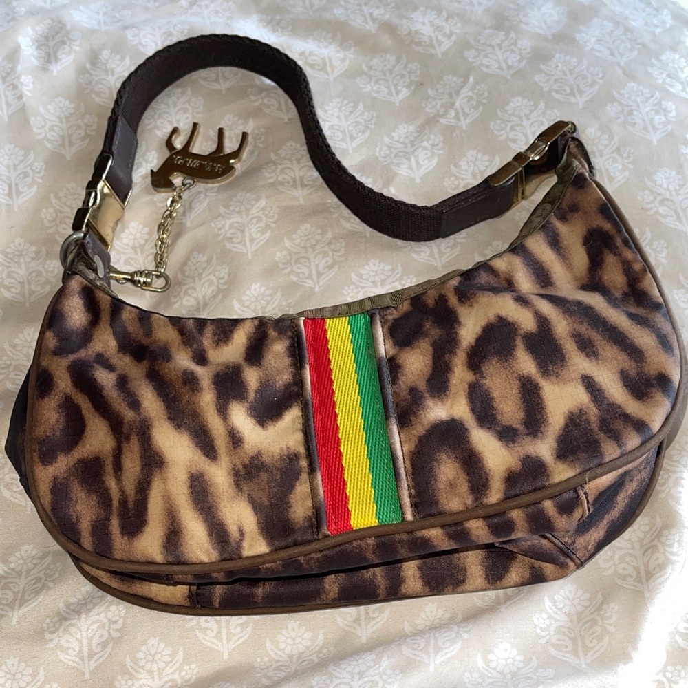 L.A.M.B. Lesportsac Leopard Print Shoulder Bag with Rasta Stripe